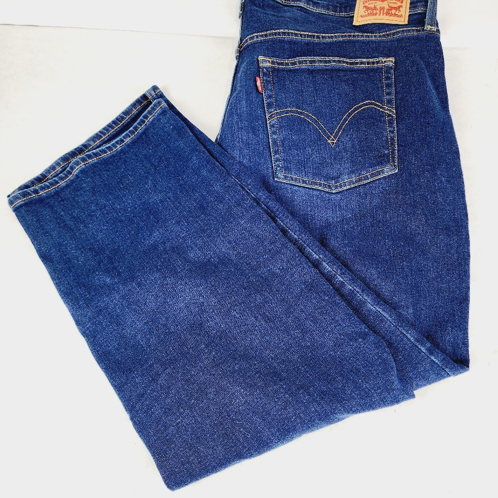 Women's Levi's Ribcage Straight Ankle Denim Destroyed Blue Jeans